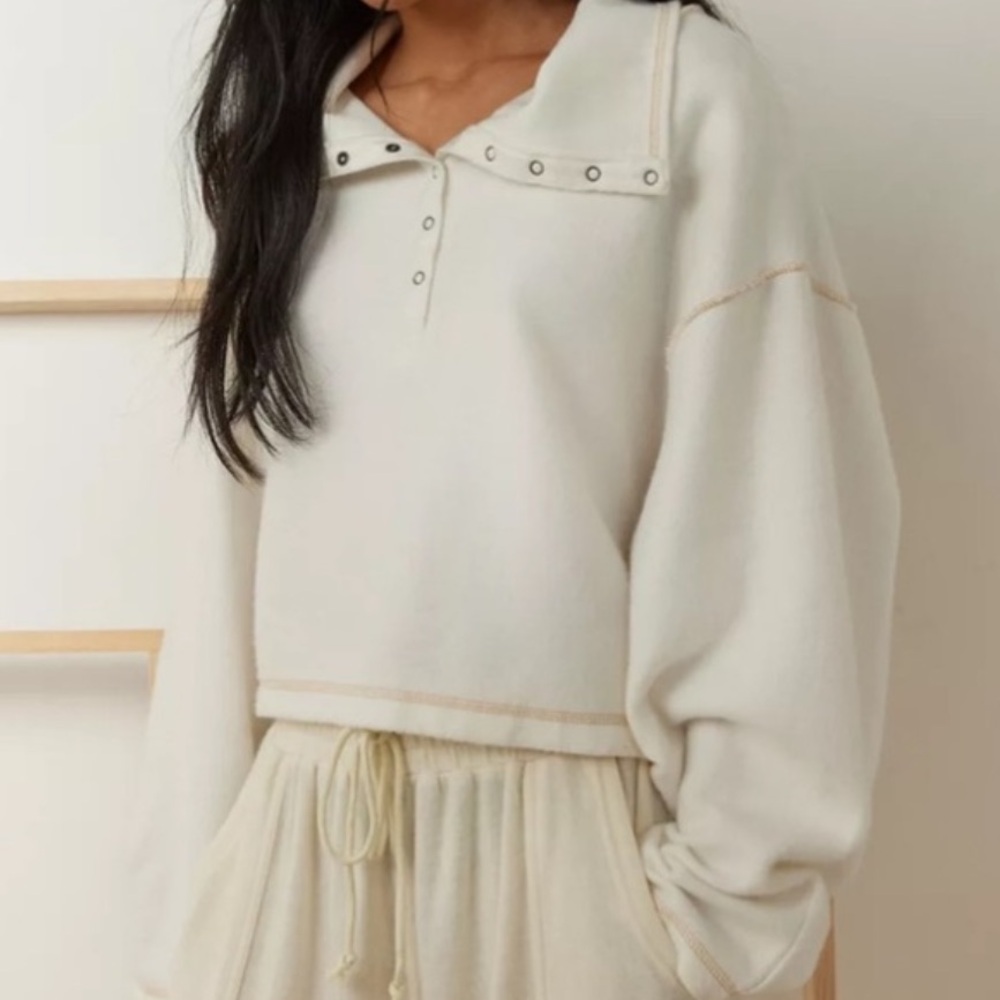 Urban Outfitters White Top with Snap Front